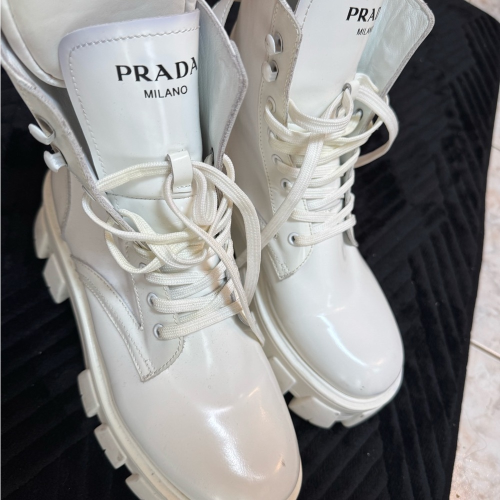 Prada Women's White Leather Boots